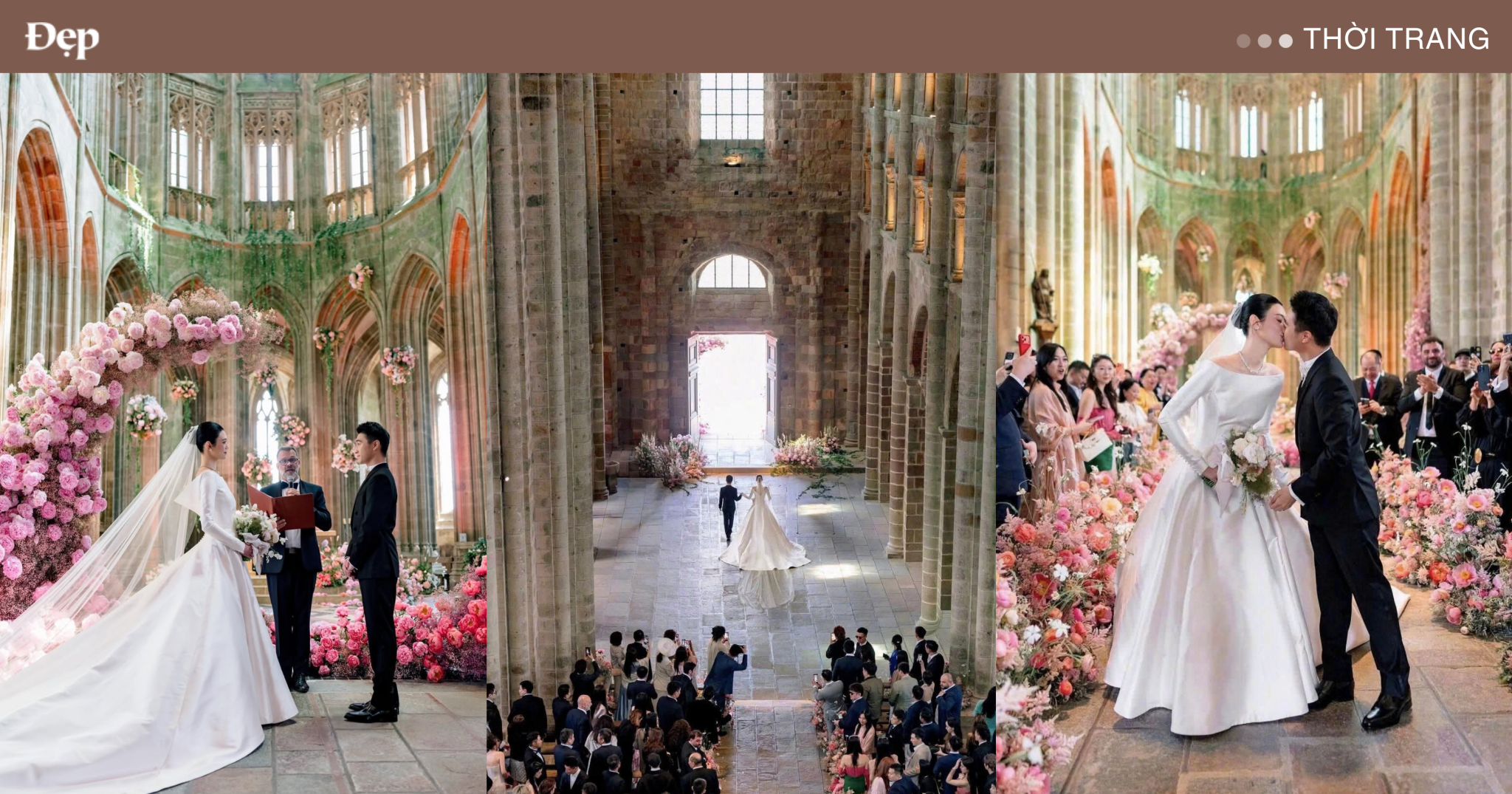 “Tân nương” Hề Mộng Dao diện đầm cưới Dior Haute Couture tiến vào lễ đường